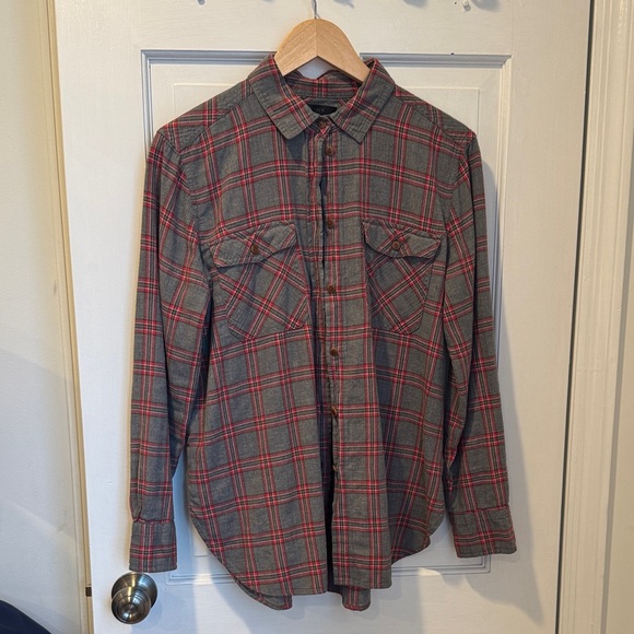 J. Crew Tops - J. Crew Gray and Red Plaid Button-Down Shirt